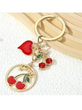 Cherry Bag Charm Keychain Purse Trendy Stylish Glam Bomb Luxury Statement Heart
